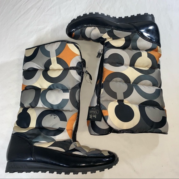 COACH OPTIC ART SIGNATURE LOGO JOLT Puffy BOOTS - Picture 5 of 12